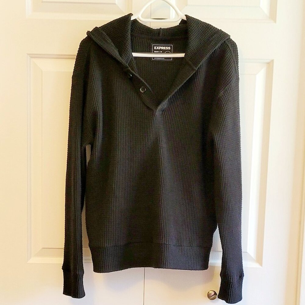 EUC Very Oversized Waffle Knit Pull Over Hoodie